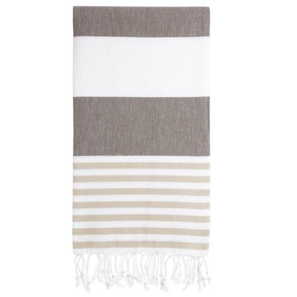 Sand Free Brown Beige 100% Turkish Cotton Beach Bath Towel Citizens of the Beach - Picture 2 of 6
